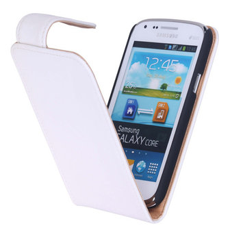 Eco-Leather Flipcase Hoesje voor Samsung Galaxy Core i8260 Creme