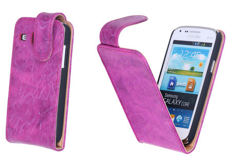 Eco-Leather Flipcase Hoesje Samsung Galaxy Core i8260 Pink  