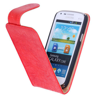 Eco-Leather Flipcase Hoesje voor Samsung Galaxy Core i8260 Oranje