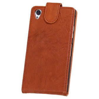 BestCases Bruin Kreukelleer Flipcase Hoesje voor Sony Xperia Z1