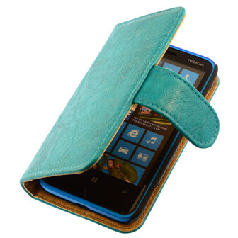 Bestcases Vintage Turquoise Bookstyle Cover Hoesje voor Nokia Lumia 620