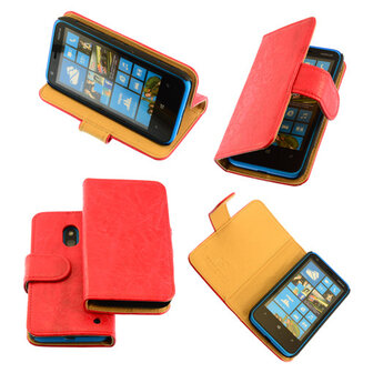 Bestcases Vintage Rood Bookstyle Cover Nokia Lumia 620