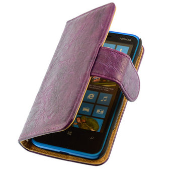 Bestcases Vintage Lila Bookstyle Cover Hoesje voor Nokia Lumia 620