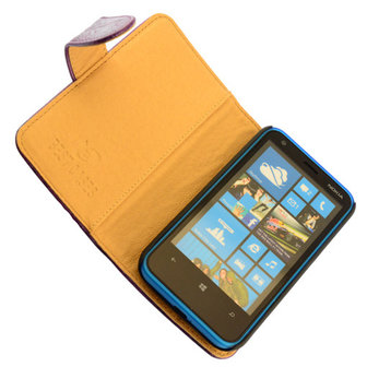 Bestcases Vintage Lila Bookstyle Cover Hoesje voor Nokia Lumia 620