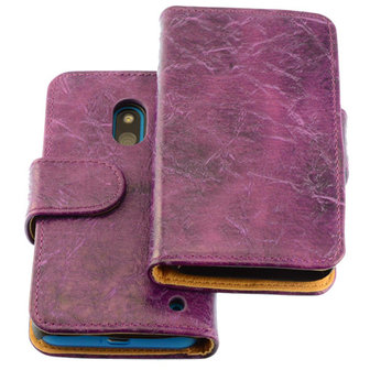 Bestcases Vintage Lila Bookstyle Cover Hoesje voor Nokia Lumia 620