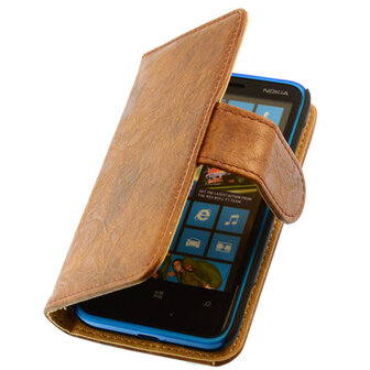 Bestcases Vintage Bruin Bookstyle Cover Hoesje voor Nokia Lumia 620