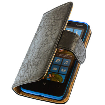 Bestcases Vintage Zwart Bookstyle Cover Hoesje voor Nokia Lumia 620