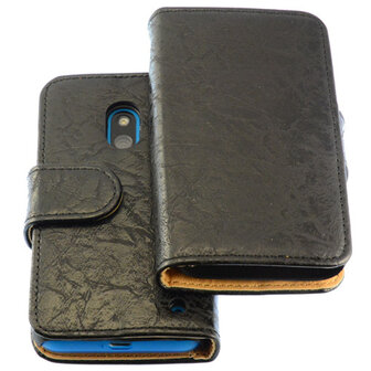 Bestcases Vintage Zwart Bookstyle Cover Hoesje voor Nokia Lumia 620