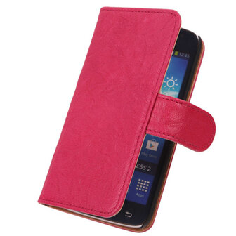 BestCases Fuchsia Luxe Echt Lederen Booktype Hoesje voor Samsung Galaxy Express 2