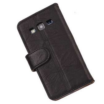 BestCases Zwart Luxe Echt Lederen Booktype Hoesje voor Samsung Galaxy Express 2