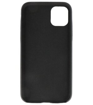 Leder Design Back Cover voor iPhone 11 Pro Max Zwart