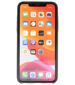 Leder Design Back Cover voor iPhone 11 Pro Max Zwart