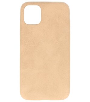 Leder Design Back Cover voor iPhone 11 Pro Max Beige