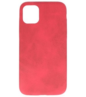 Leder Design Back Cover voor iPhone 11 Pro Max Rood