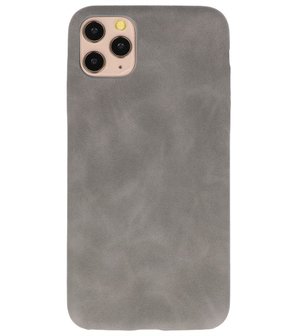 Leder Design Back Cover voor iPhone 11 Pro Max Grijs