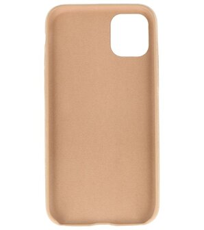 Leder Design Back Cover voor iPhone 11 Pro Beige