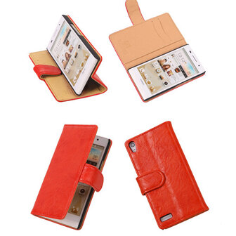 Bestcases Vintage Oranje Book Cover Huawei Ascend P6