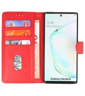 Bookstyle Wallet Cases Hoes voor Samsung Galaxy Note 10 Rood