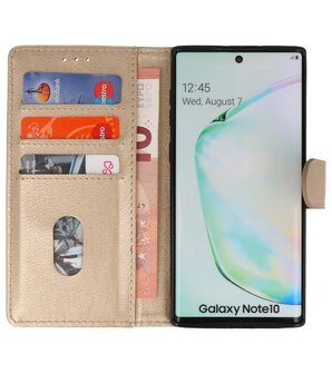 Bookstyle Wallet Cases Hoes voor Samsung Galaxy Note 10 Goud