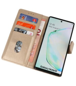 Bookstyle Wallet Cases Hoes voor Samsung Galaxy Note 10 Goud