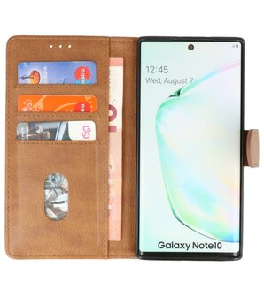 Bookstyle Wallet Cases Hoes voor Samsung Galaxy Note 10 Bruin