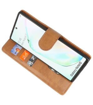 Bookstyle Wallet Cases Hoes voor Samsung Galaxy Note 10 Bruin
