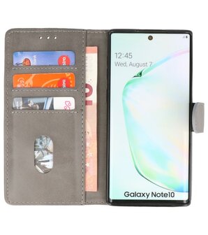 Bookstyle Wallet Cases Hoes voor Samsung Galaxy Note 10 Grijs