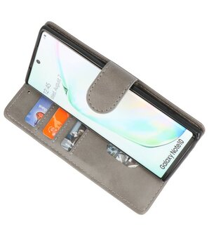 Bookstyle Wallet Cases Hoes voor Samsung Galaxy Note 10 Grijs