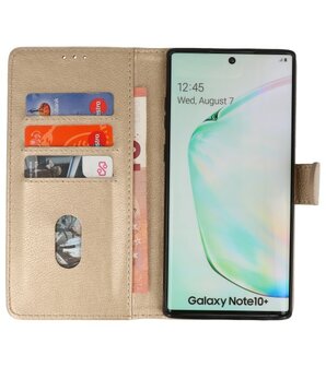 Bookstyle Wallet Cases Hoes voor Samsung Galaxy Note 10 Plus Goud