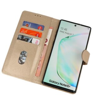 Bookstyle Wallet Cases Hoes voor Samsung Galaxy Note 10 Plus Goud