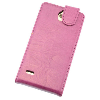 BestCases Lila Kreukelleer Flipcase Hoesje voor Huawei Ascend G700