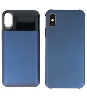 Battery Power Bank + Back Case voor iPhone Xs Max Blauw