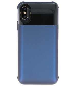 Battery Power Bank + Back Case voor iPhone Xs Max Blauw
