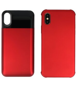 Battery Power Bank + Back Case voor iPhone Xs Max Rood