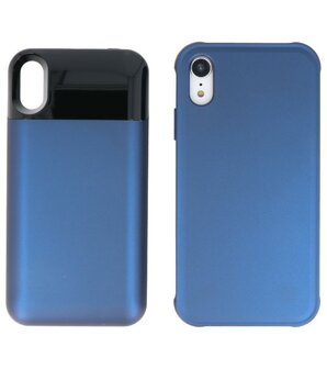 Battery Power Bank + Back Case voor iPhone XR Blauw