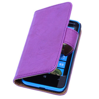 BestCases Luxe Echt Lederen Booktype Hoesje voor Nokia Lumia 620 Paars