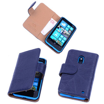 BestCases Navy Blue Luxe Echt Lederen Booktype Hoesje Nokia Lumia 620