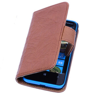 BestCases Luxe Echt Lederen Booktype Hoesje voor Nokia Lumia 620 Bruin