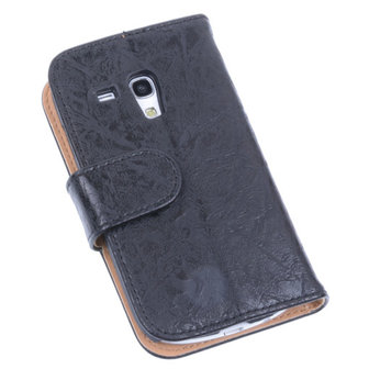 Bestcases Vintage Zwart Book Cover Hoesje voor Samsung Galaxy S3 Mini i8190