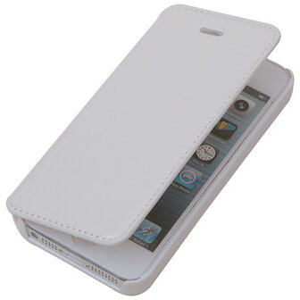 Bestcases Wit Map Case Book Cover Hoesje voor Apple iPhone 5 5s
