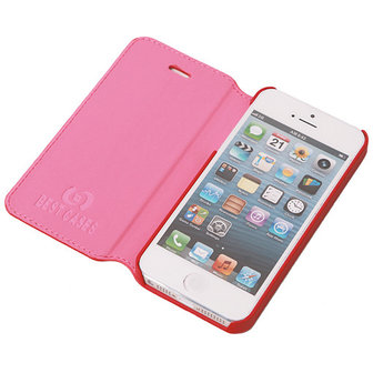 Bestcases Fuchsia Map Case Book Cover Hoesje voor Apple iPhone 5 5s