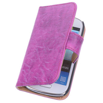 Bestcases Vintage Pink Book Cover Hoesje voor Samsung Galaxy S3 Mini i8190