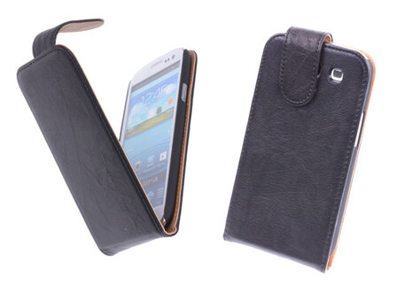 BestCases Luxe Kreukelleer Flipcase Hoesje Samsung Galaxy S3 Zwart