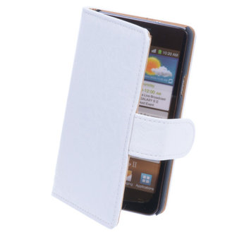 Bestcases Vintage Creme Book Cover Hoesje voor Samsung Galaxy S2 Plus
