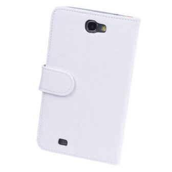 Bestcases Vintage Wit Book Cover Hoesje voor Samsung Galaxy Note 2