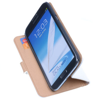 Bestcases Vintage Wit Book Cover Hoesje voor Samsung Galaxy Note 2