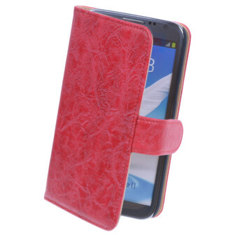 Bestcases Vintage Rood Book Cover Hoesje voor Samsung Galaxy Note 2