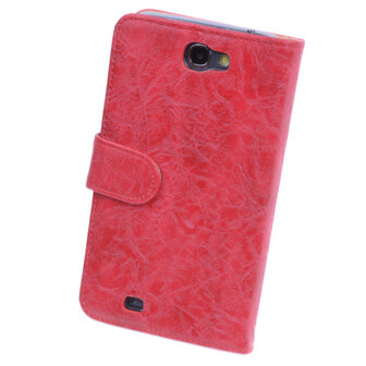 Bestcases Vintage Rood Book Cover Hoesje voor Samsung Galaxy Note 2