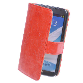 Bestcases Vintage Oranje Book Cover Hoesje voor Samsung Galaxy Note 2