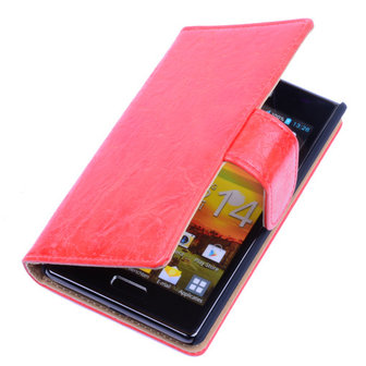 Bestcases Vintage Oranje Book Cover Hoesje voor LG Optimus L7 P700